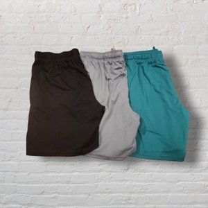 Athletic Works Men's Active Shorts Lot of 3 Black Grey Green XL